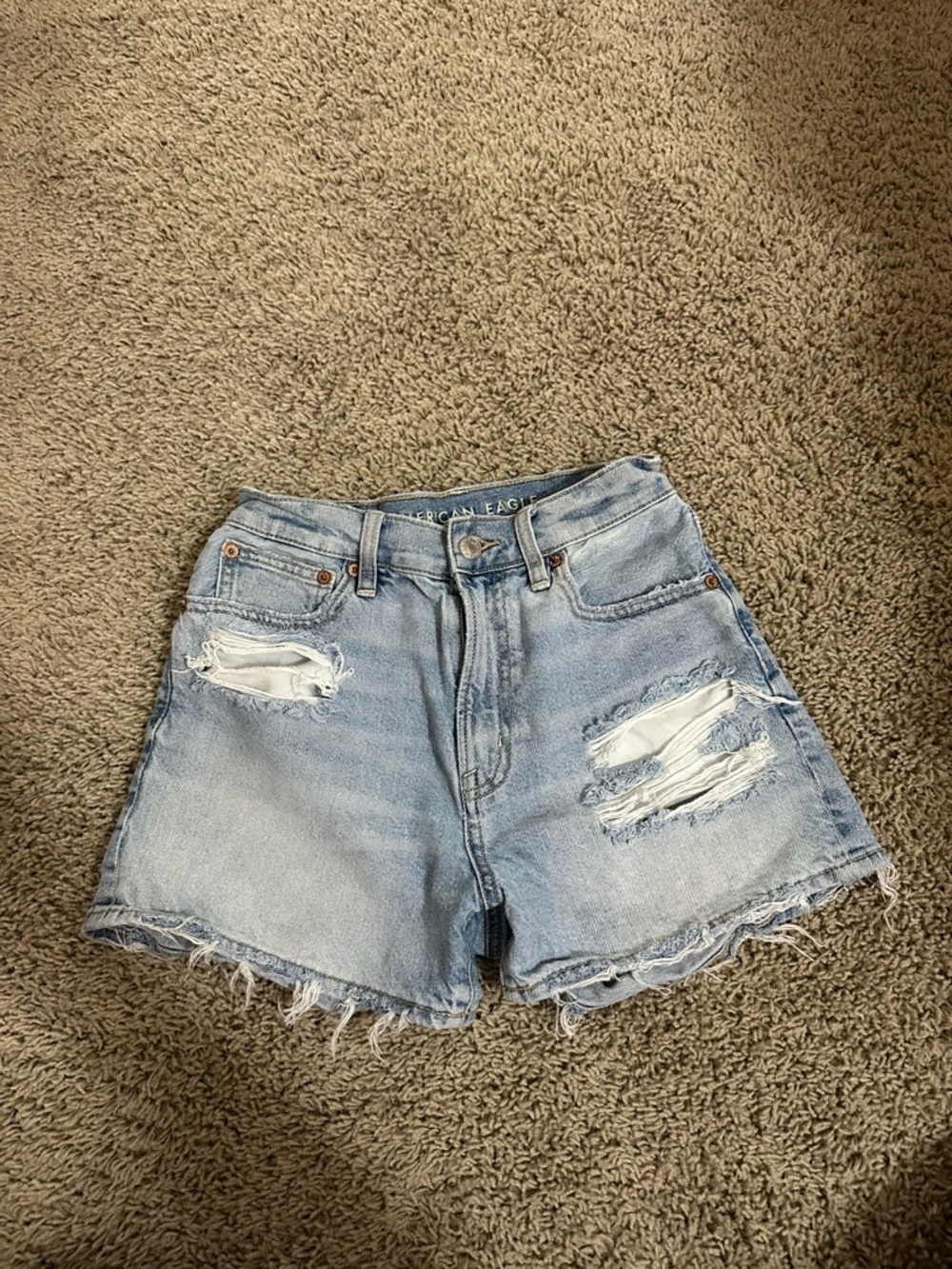 American Eagle Outfitters Light Blue Distressed Denim Shorts